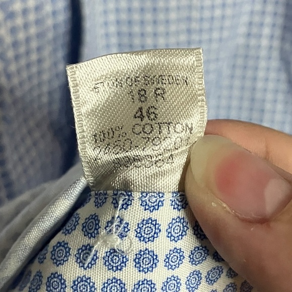 Eton Classic Signature Twill Dress Shirt Button Up Cotton Microprint Blue 46 18 - Picture 4 of 5
